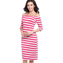 Load image into Gallery viewer, Spring Summer Dress Stripe Black White