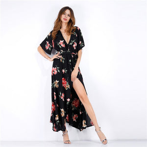 V-Neck Women Vestidos Robe Femme