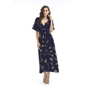 V-Neck Women Vestidos Robe Femme