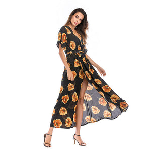 V-Neck Women Vestidos Robe Femme