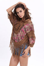Load image into Gallery viewer, Beach Camisas Hollow Out Tassel Blouse Shirt